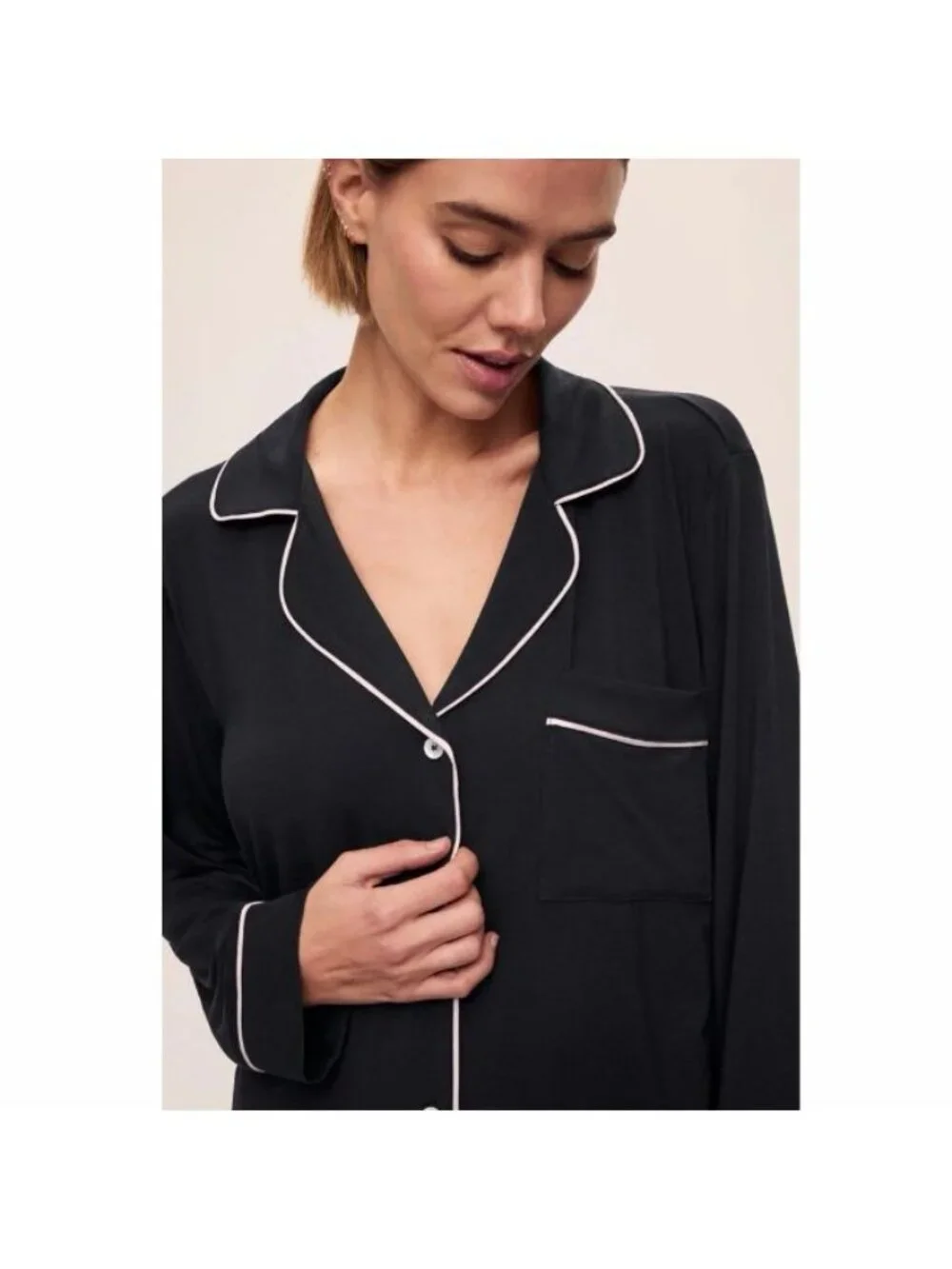 Eberjey Gisele TENCEL™ Modal Long Sleeve Pajama Top Black Size Small
